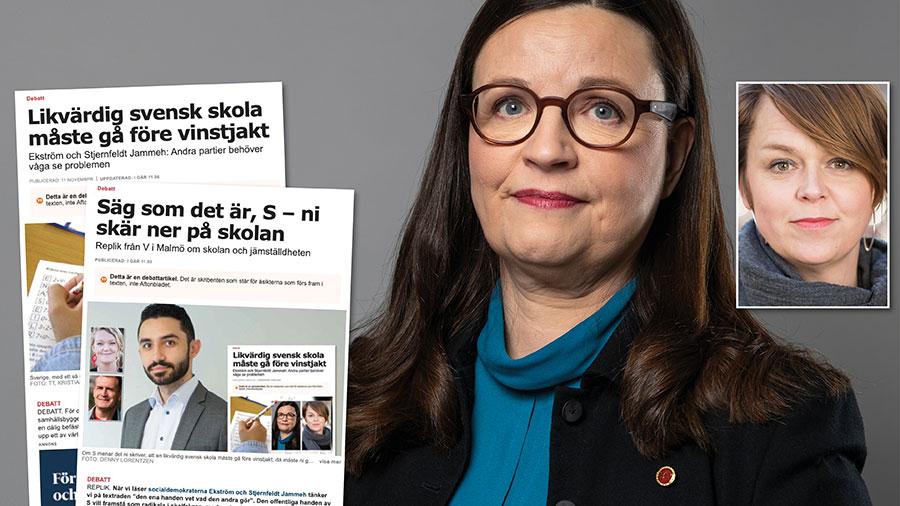 Socialdemokraternas politik är glasklar: Sverige måste åter sätta alla elevers rätt till kunskap framför skolmarknadens jakt på vinst. Men de högerkonservativa partierna säger som bekant nej till alla förslag som ökar jämlikheten. Slutreplik från Anna Ekström och Katrin Stjernfeldt Jammeh.