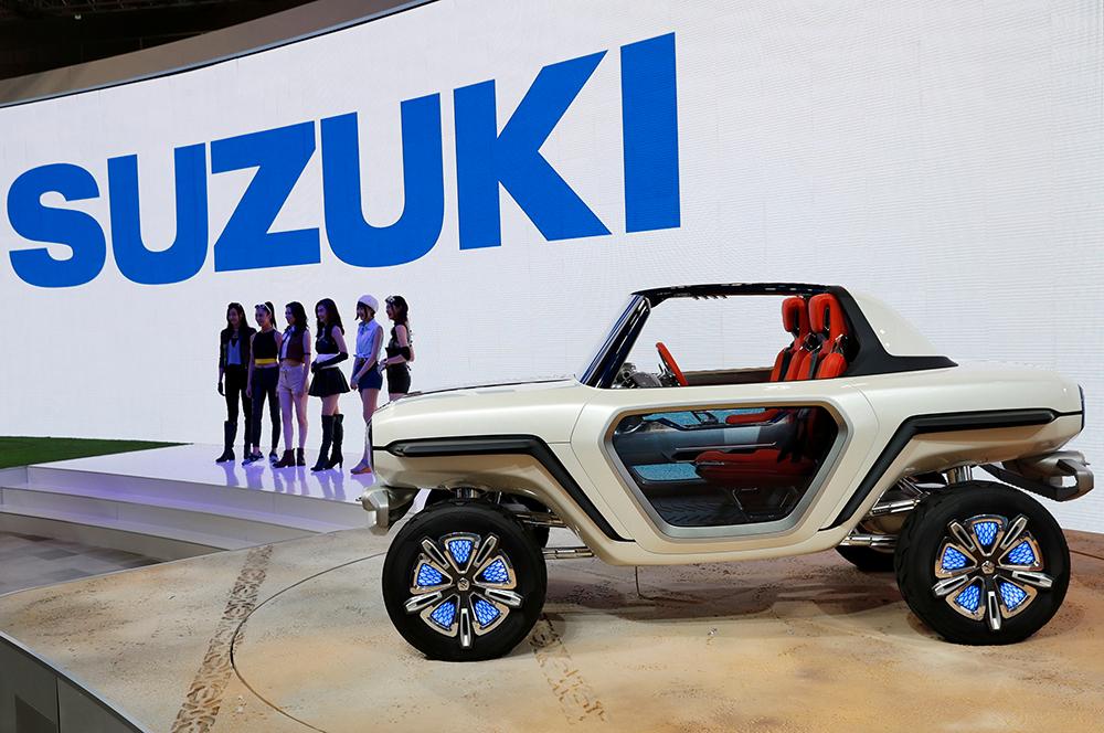 Japansk galenhet på hemmaplan. Suzuki e-Survivor – konceptbilen. Drivlinan sägs vara fyra elmotorer, två på varje axel vilket ska ge fantastisk framkomlighet.