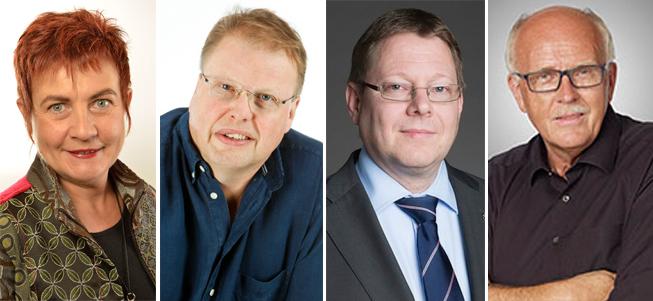 Debattörerna Cecilia Magnusson (M), Bengt Eliasson (FP), Per Lodenius (C) och Lars-Axel Nordell (KD).