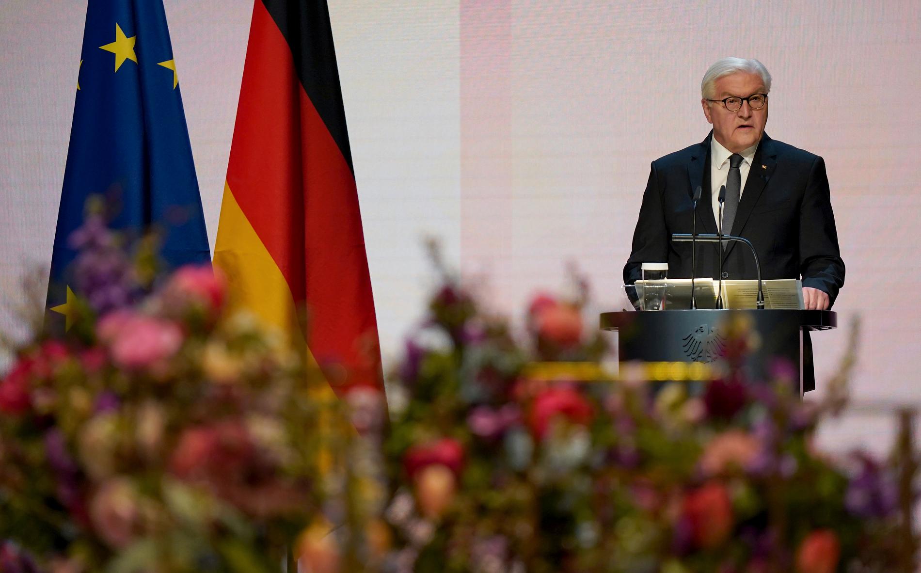 Tysklands president Frank-Walter Steinmeier vid minnesceremonin.
