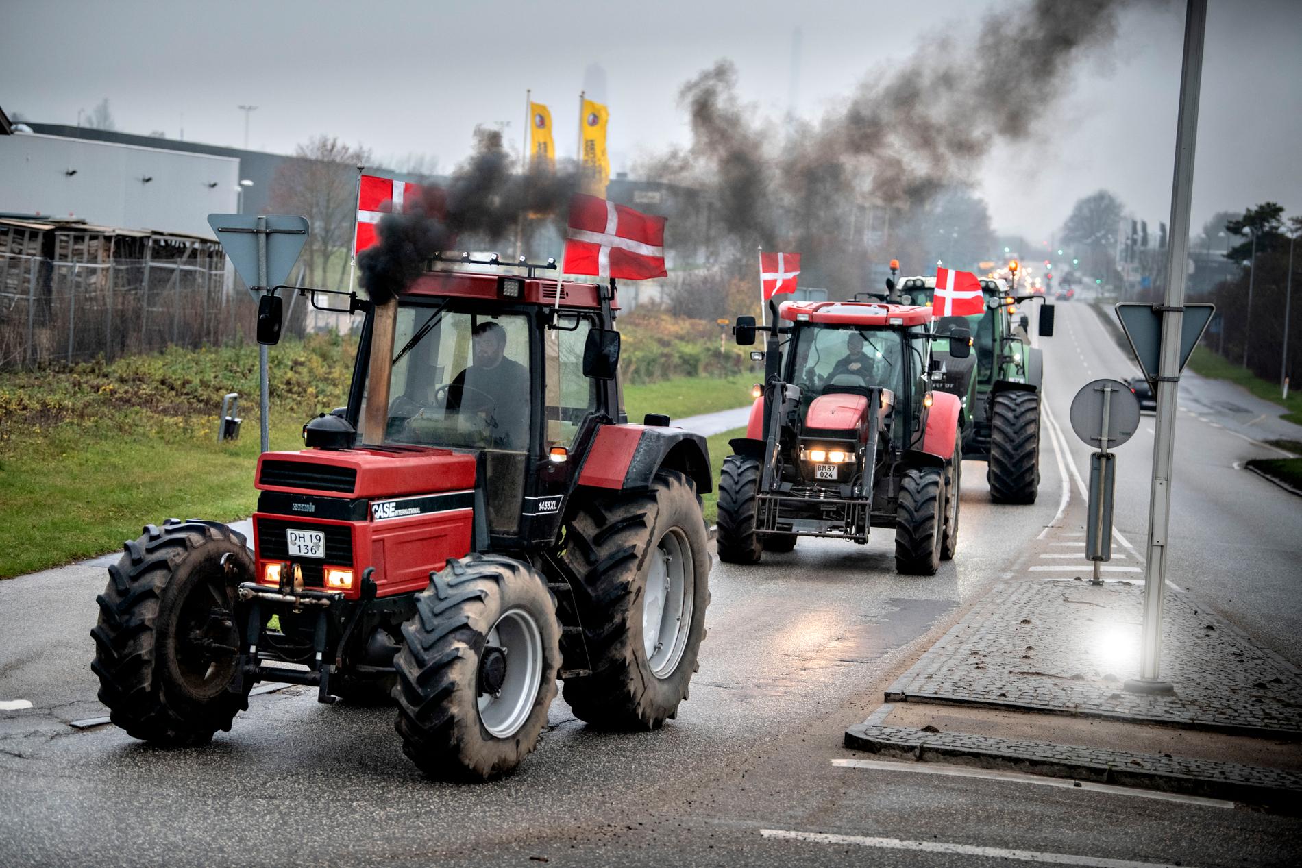Traktorer på väg mot Köpenhamn i protest mot regeringens agerande i minkfrågan.