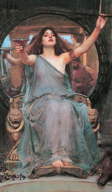 ”Kirke räcker bägaren till Odysseus”, målning från 1891 av John William ­Waterhouse.