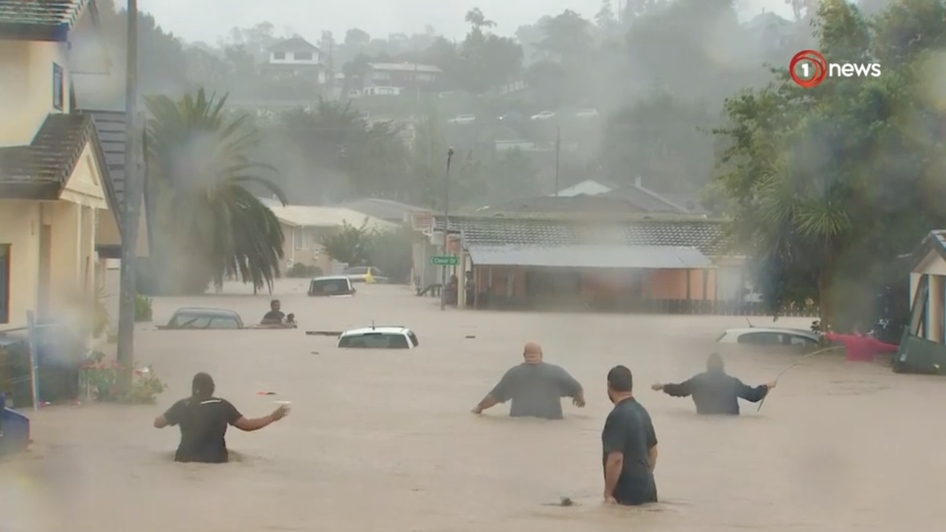 På den nyzeeländska kanalen 1News visas bilder från kaoset i Auckland.