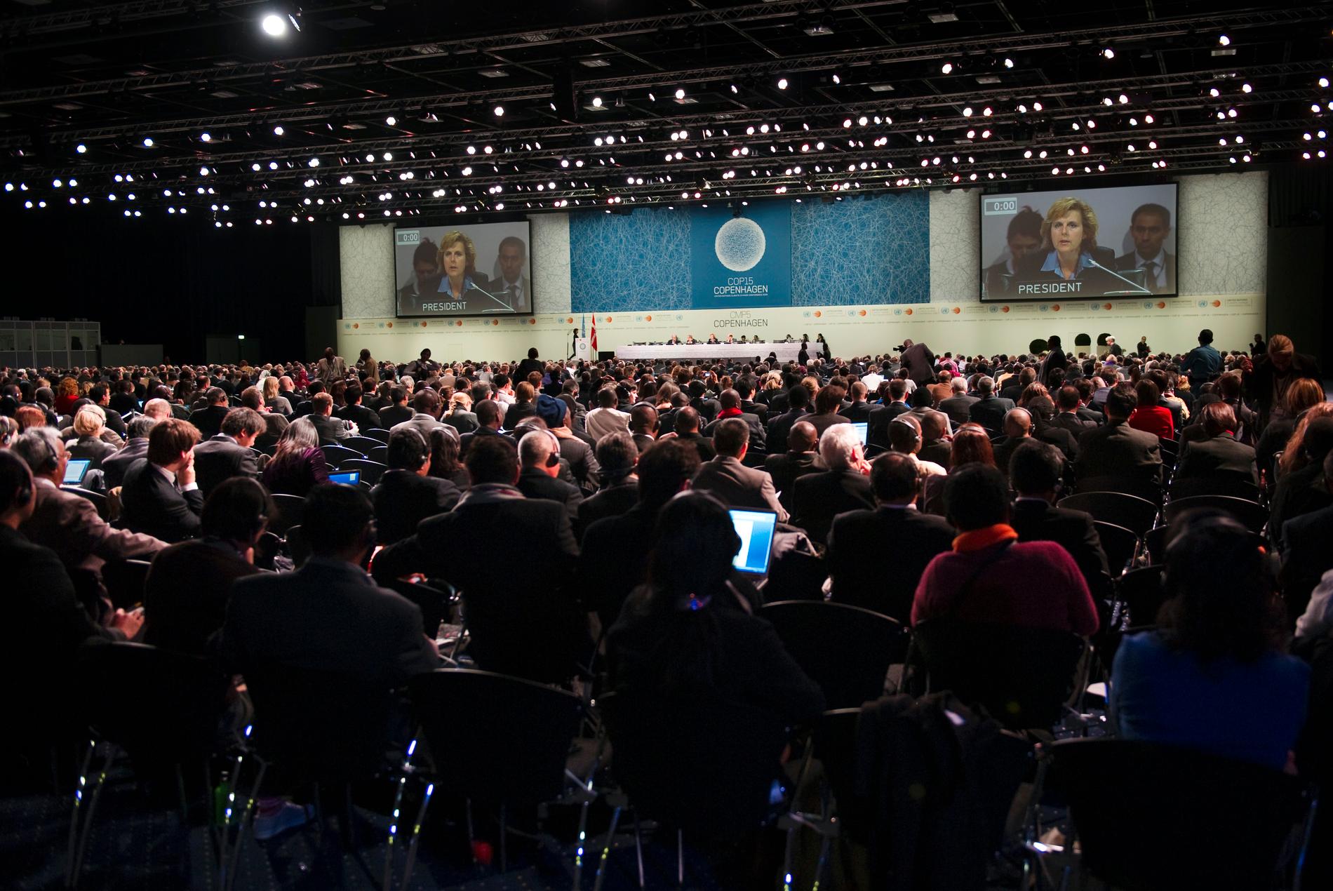 Sammanträde under FN:s klimatkonferens COP15 i Köpenhamn, i december 2009. Arkivbild.