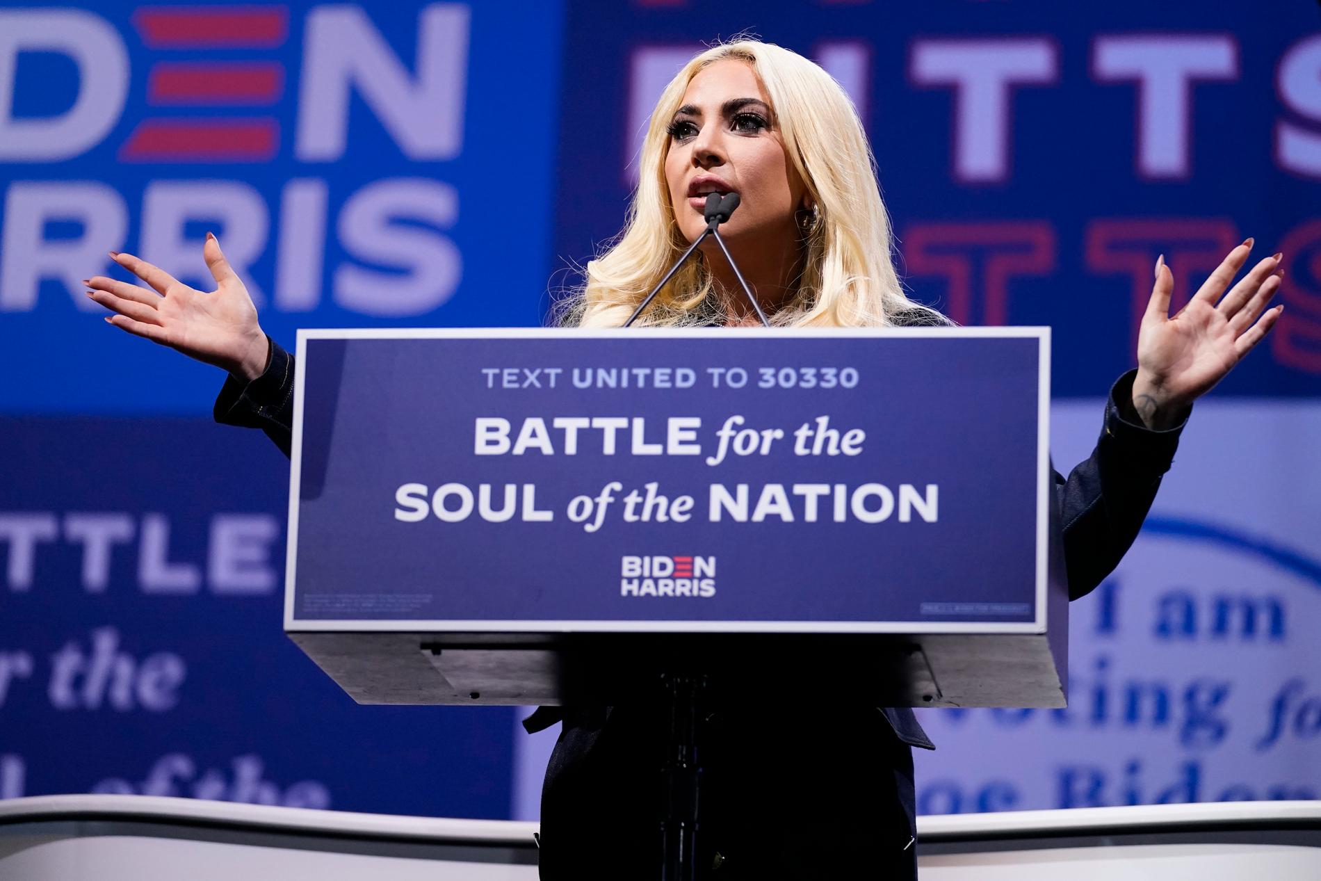Lady Gaga pratade på ett valmöte till förmån för Joe Biden.