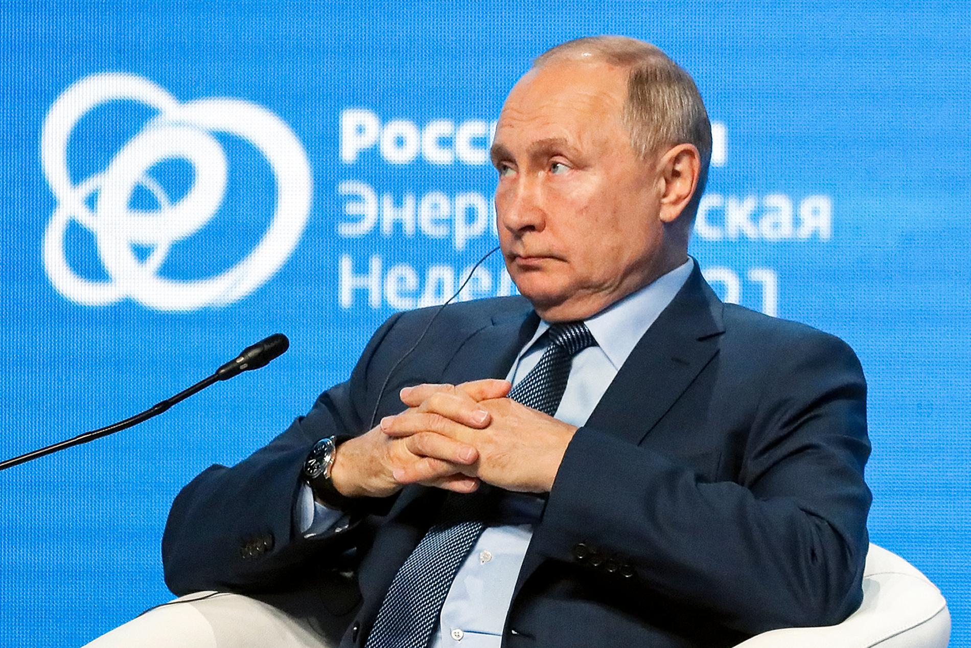 President Vladimir Putin på klimat- och energiforum i Moskva.