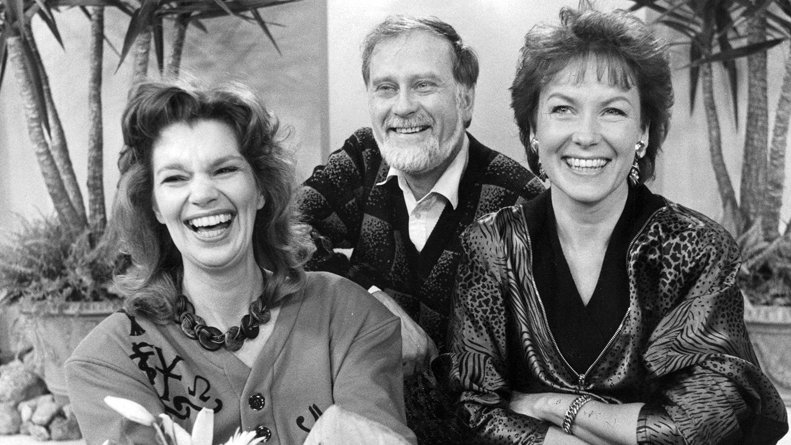 Sexologen Malena Ivarsson, producenten Sixten Svensson och Catrin Jacobs i SVT-programmet ”Sköna söndag” 1986.