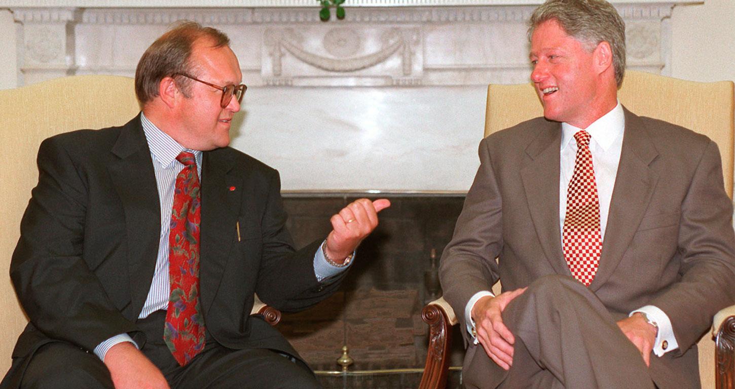Göran Persson träffar Bill Clinton.