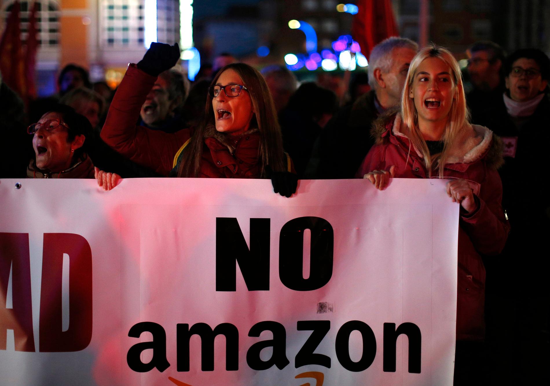 Det är inte första gången det protesteras mot Amazons anställningsvillkor. Här bild från tidigare strejk i Spanien. Arkivbild.