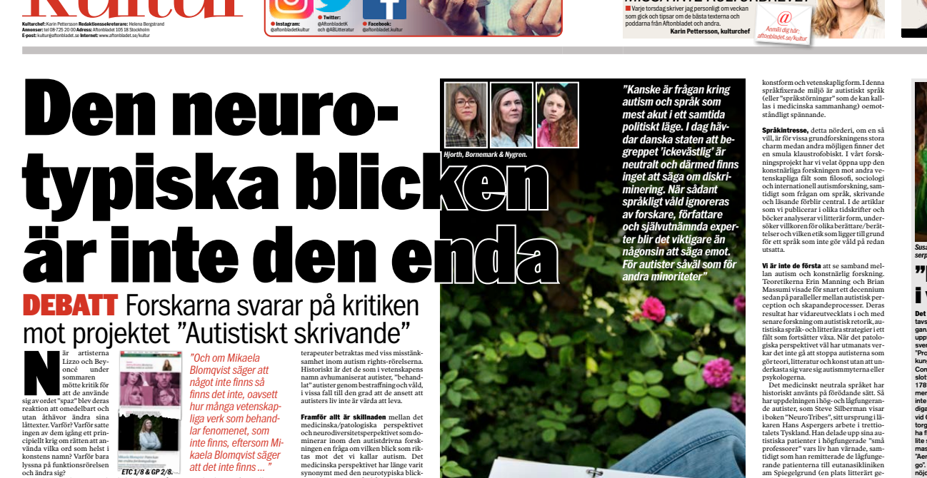 På Aftonbladet Kultur kritiserar fyra forskare Selma Brodrejs artikel. I dag svarar Brodrej.