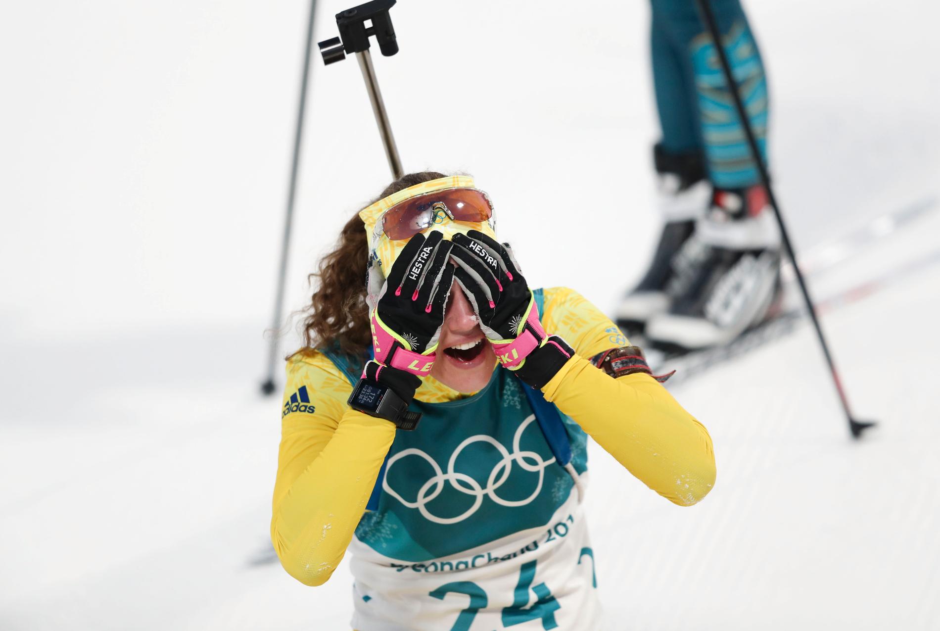 Hanna Öberg skrällde och tog OS-guld i distansloppet i Pyeongchang. Arkivbild.