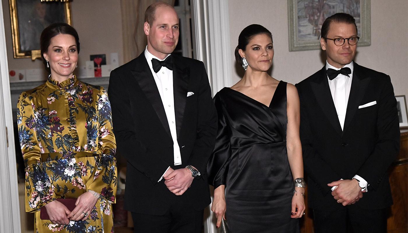 Prins William och Kate tillsammans med kronprinsessan Victoria och prins Daniel.