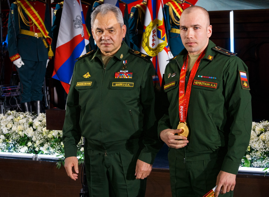  Försvarsminister Sergej Sjojgu tillsammans med Aleksej Tjervotkin.