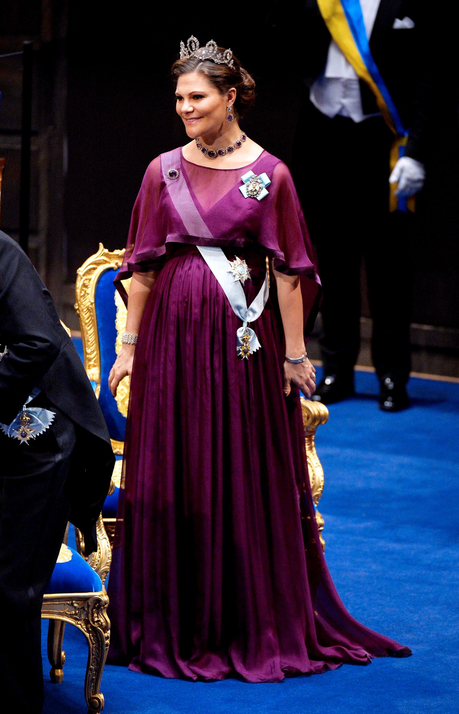 Kronprinsessan Victoria  vid nobelprisutdelningen i Konserthuset i Stockholm på torsdagen.