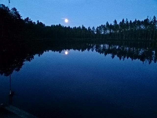 Vid sjön på natten.