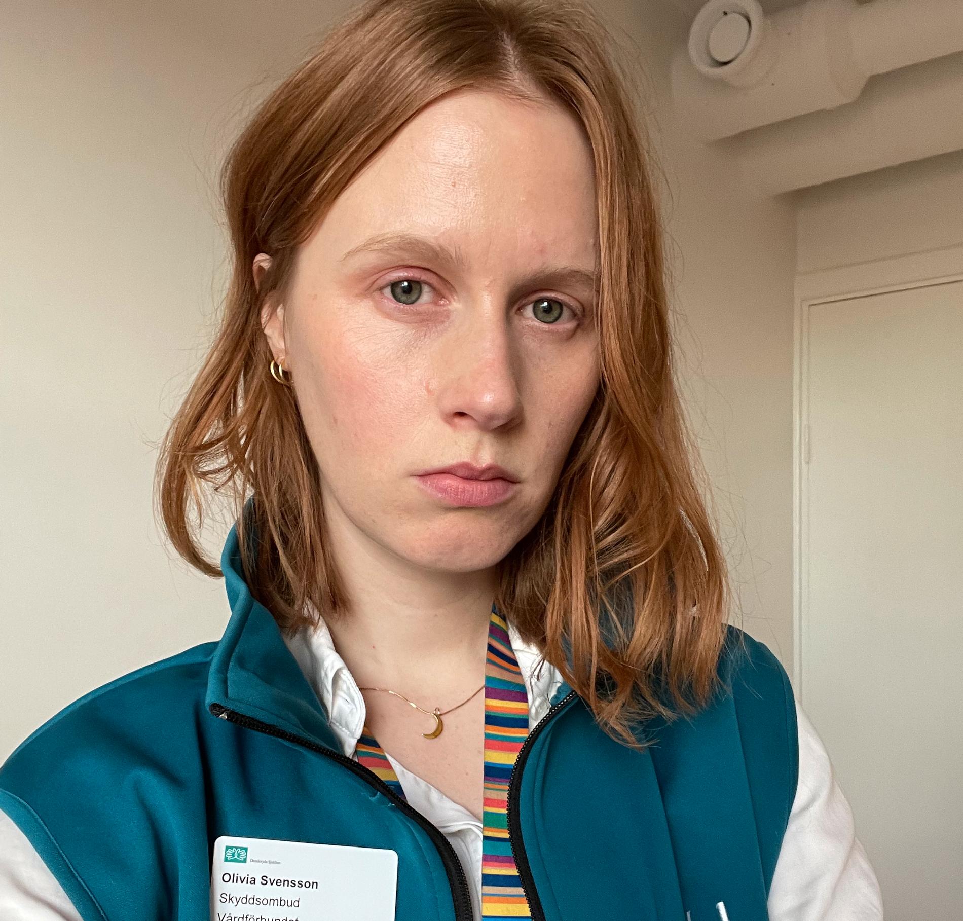 Olivia Svensson, sjuksköterska och förtroendevald för Vårdförbundet i Danderyd.