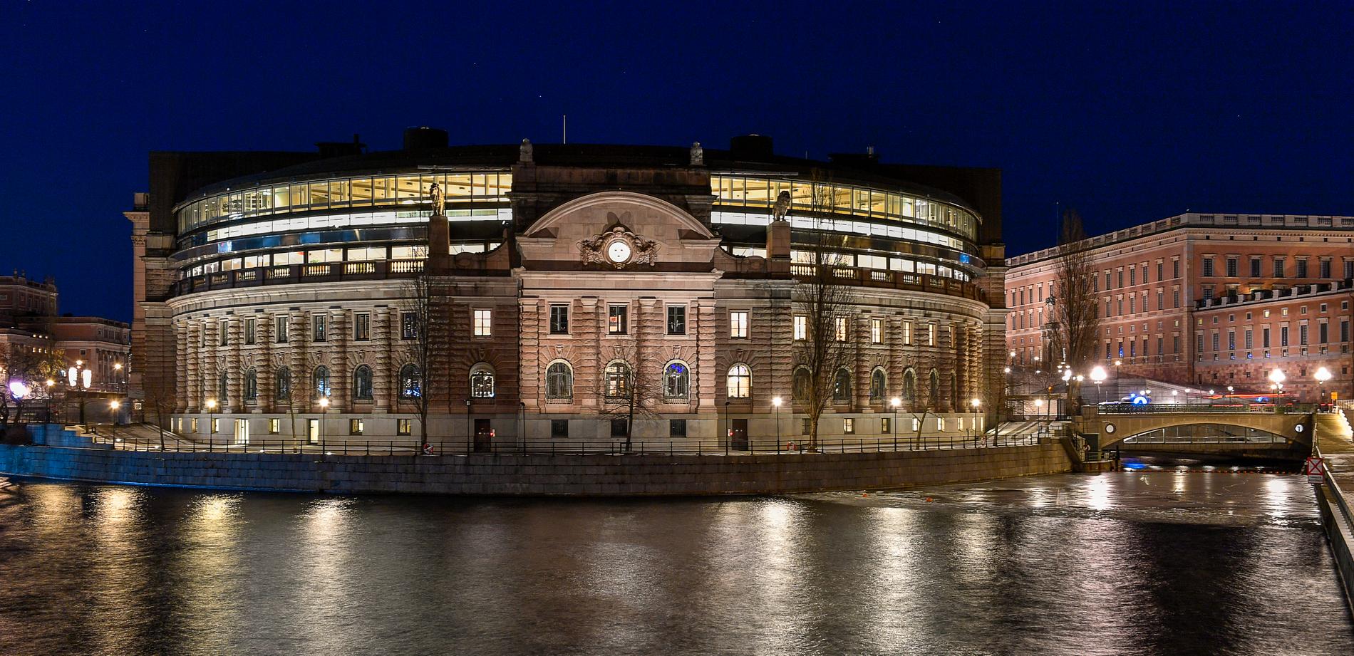 Riksdagshuset på Helgeandsholmen i centrala Stockholm.
