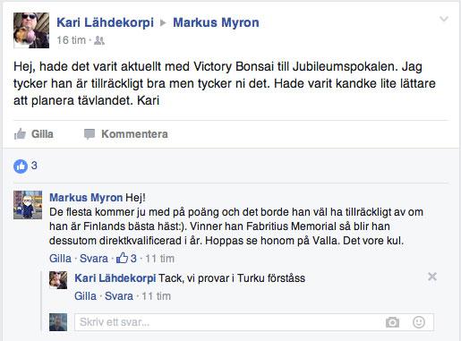 Konversationen mellan hästägaren Kari Lähdekorpi och Solvallas sportchef Markus Myron.