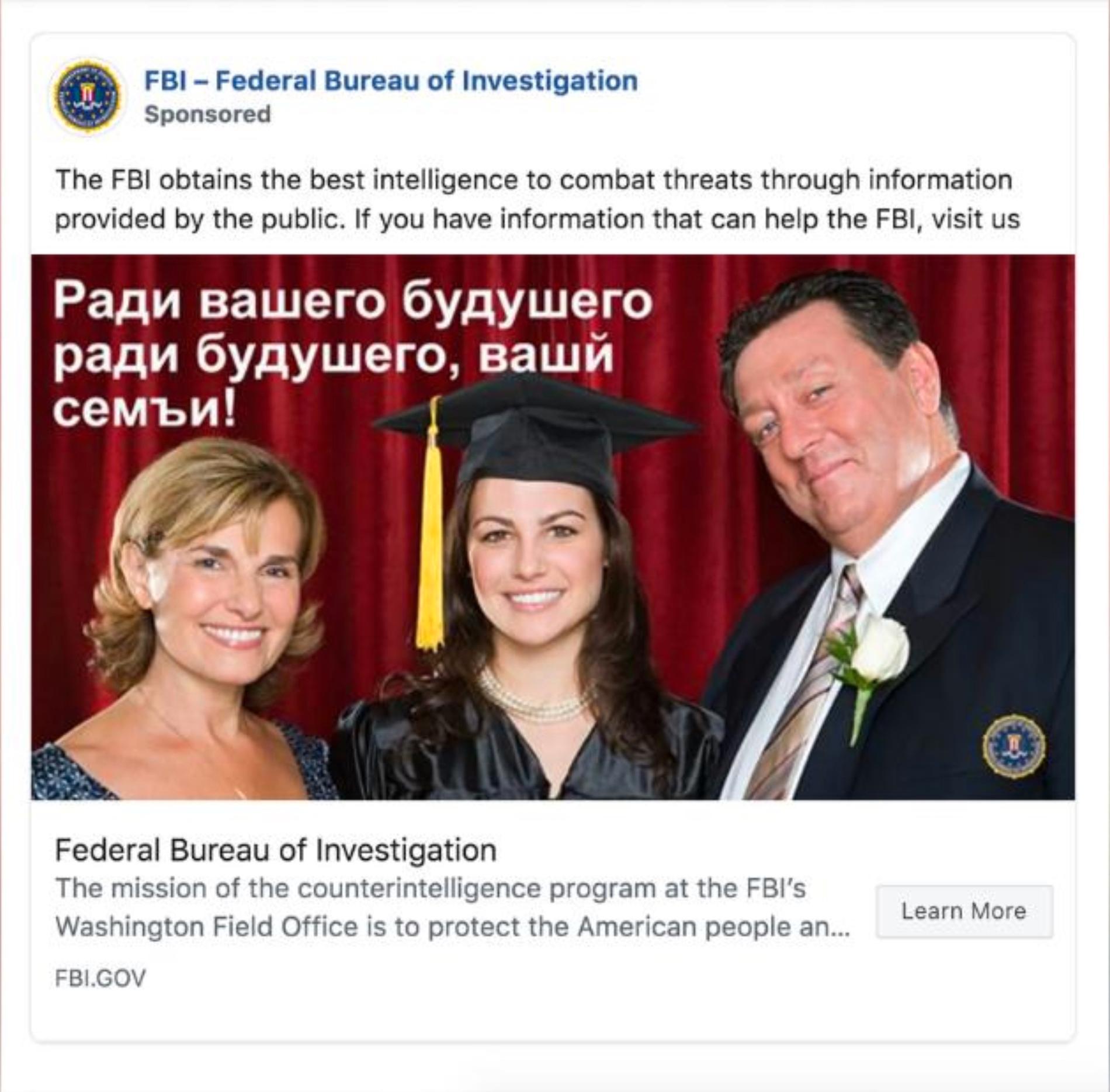 FBI vill locka ryska spioner via Facebook: ”För din framtid, för din framtida familj”