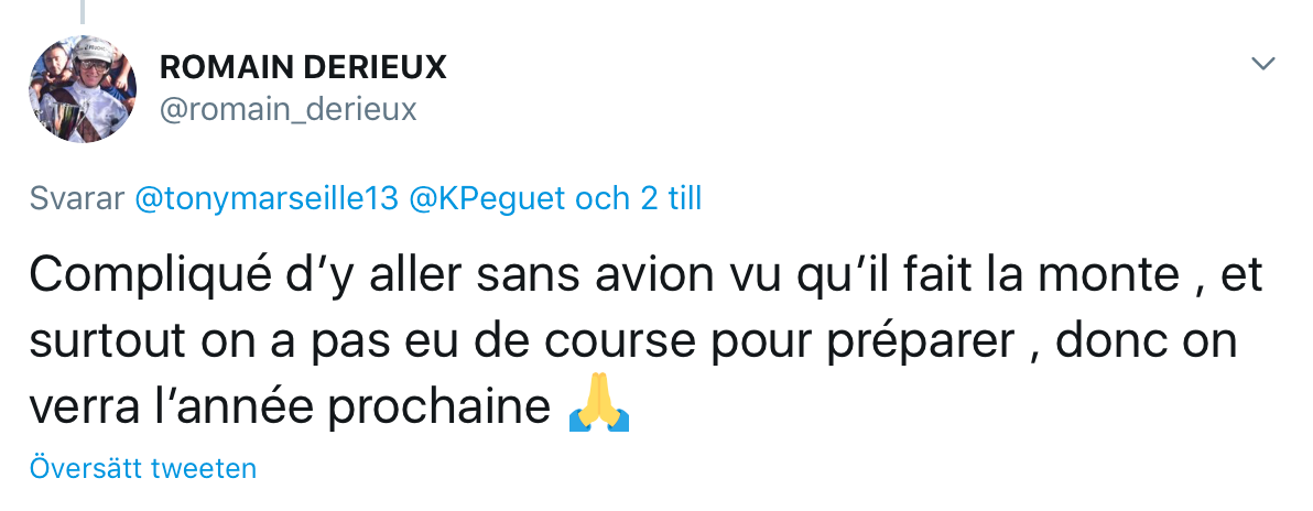 Romain Derieux meddelar på Twitter att Dijon inte startar i Elitloppet i år
