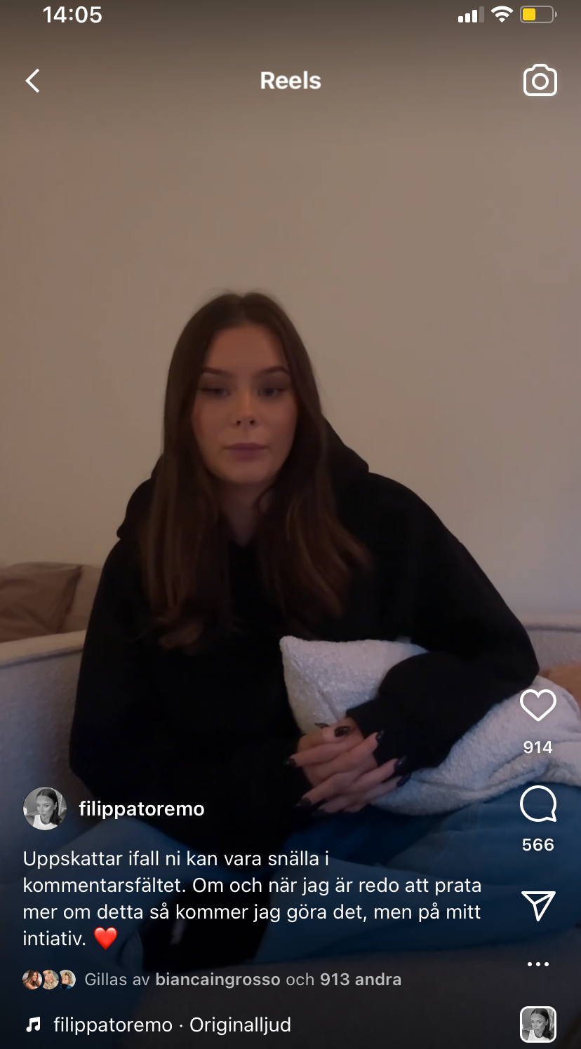 Filippa Toremo berättade om graviditeten i en känslosam video på Instagram.