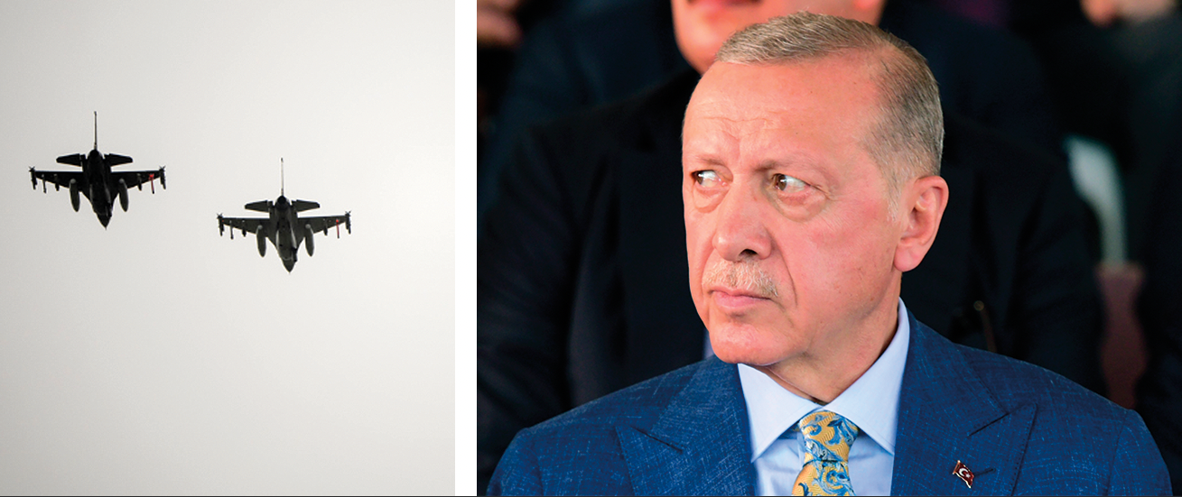 Erdogan (t.h.) är sugen på amerikanska F-16 stridsplan (t.v.).