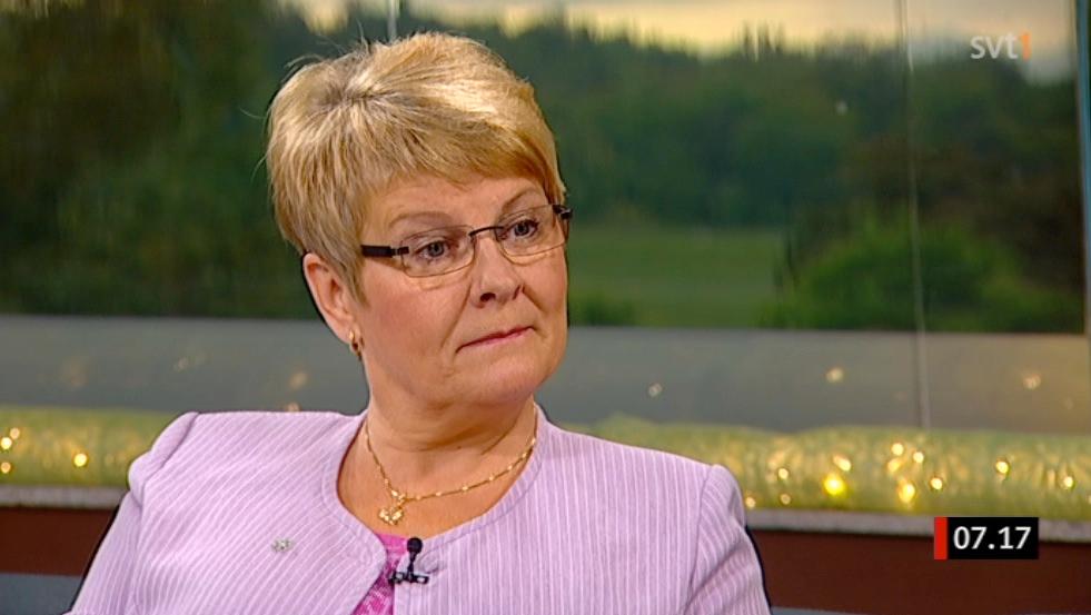 Maud Olofsson i SVT:s morgonsoffa på fredagsmorgonen.
