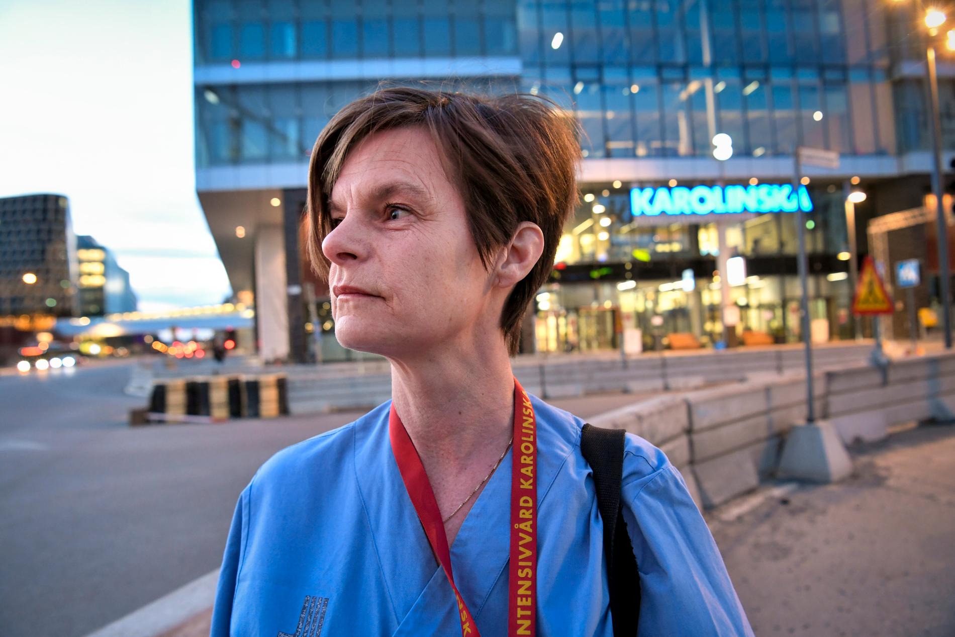 Stämningen är bra bland dem som arbetar inom intensivvården, säger Anna Helmerson, intensivvårdssjuksköterska vid Karolinska universitetssjukhuset i Solna.