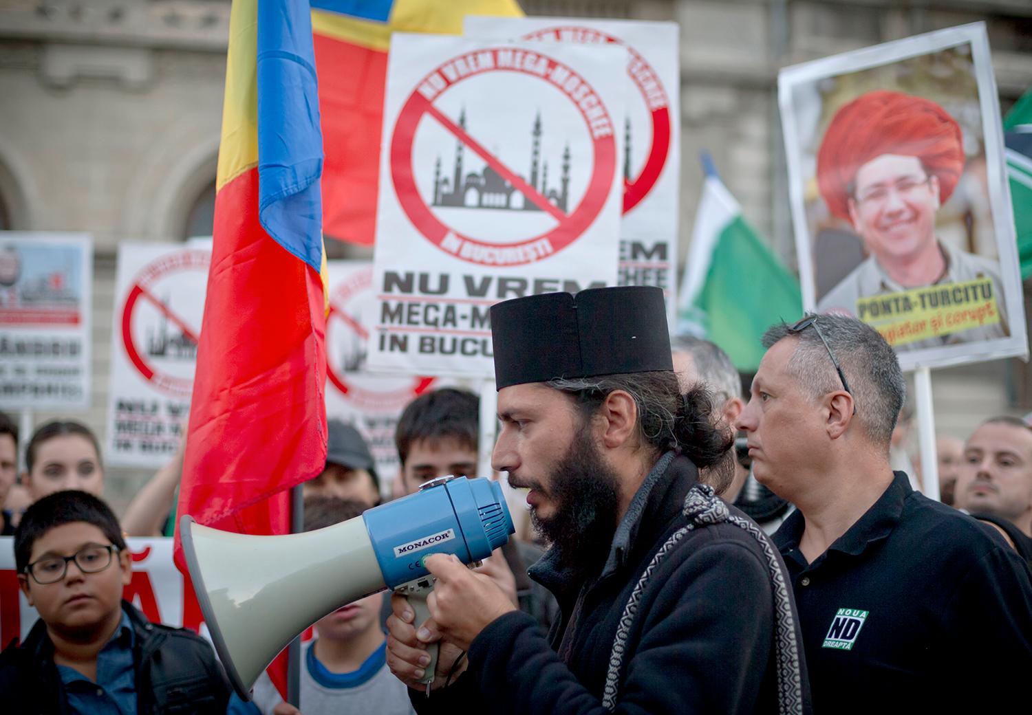 Demonstrationer mot invandring i Rumänien.
