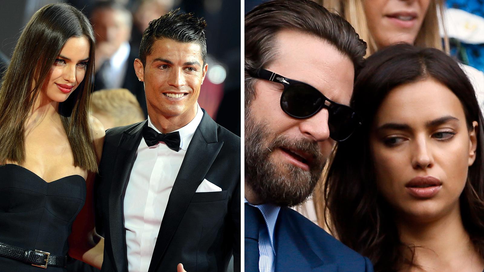 Irina Shayk har tidigare varit tillsammans med fotbollsspelaren Cristiano Ronaldo (vänstra bilden) och skådespelaren Bradley Cooper.