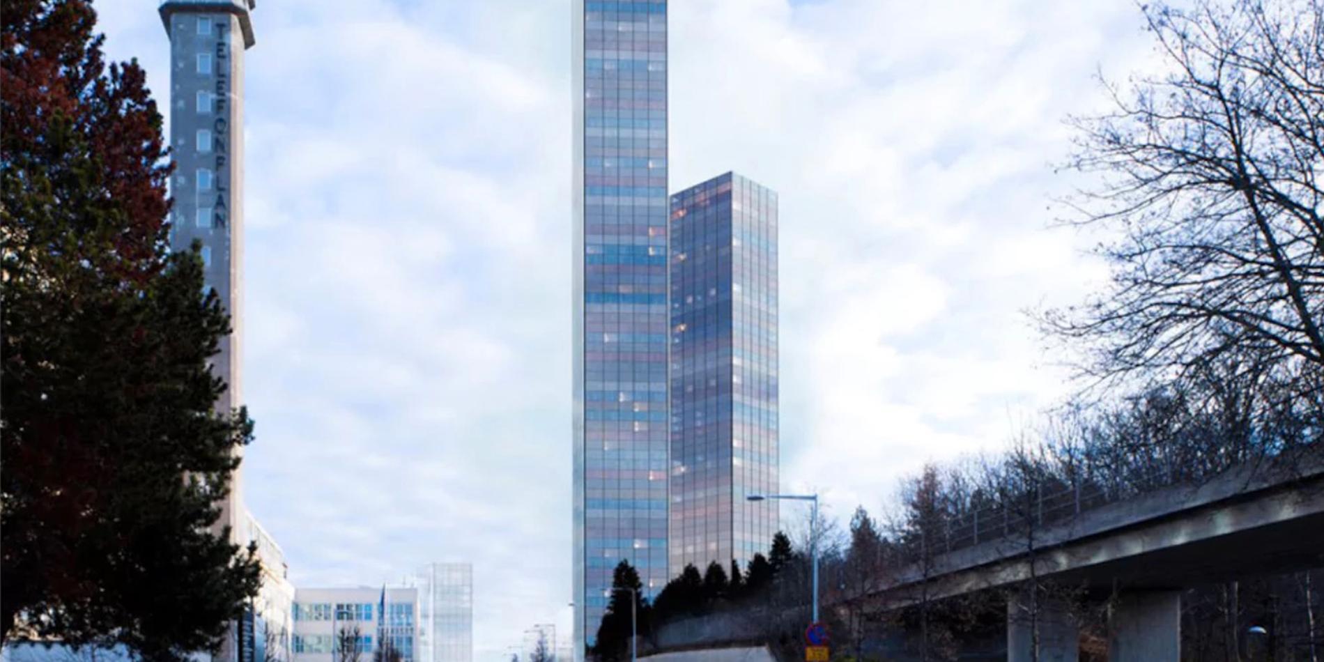 De tänkta skyskraporna, Tellus Towers, vid Telefonplan ska bli 282 och 241 meter höga, 78 respektive 58 våningar.