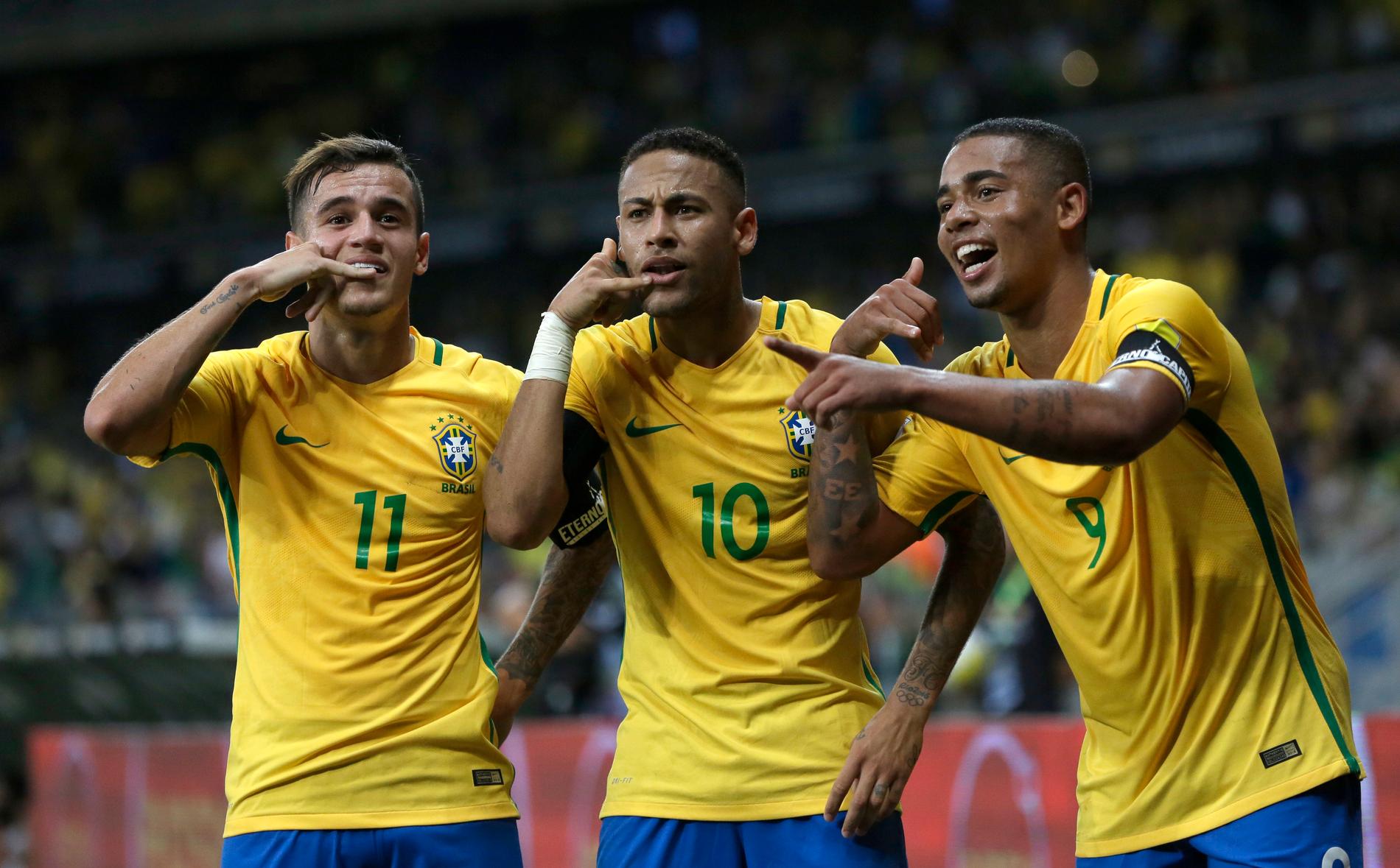 Coutinho, Gabriel Jesus och Neymar kommer bli trion på topp för brassarna.