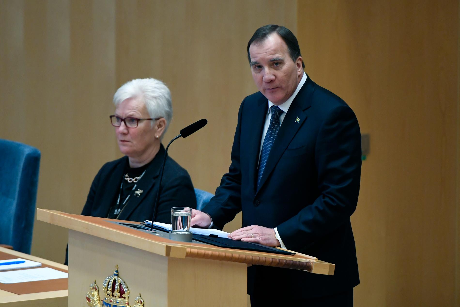 Stefan Löfven avger regeringsförklaringen.