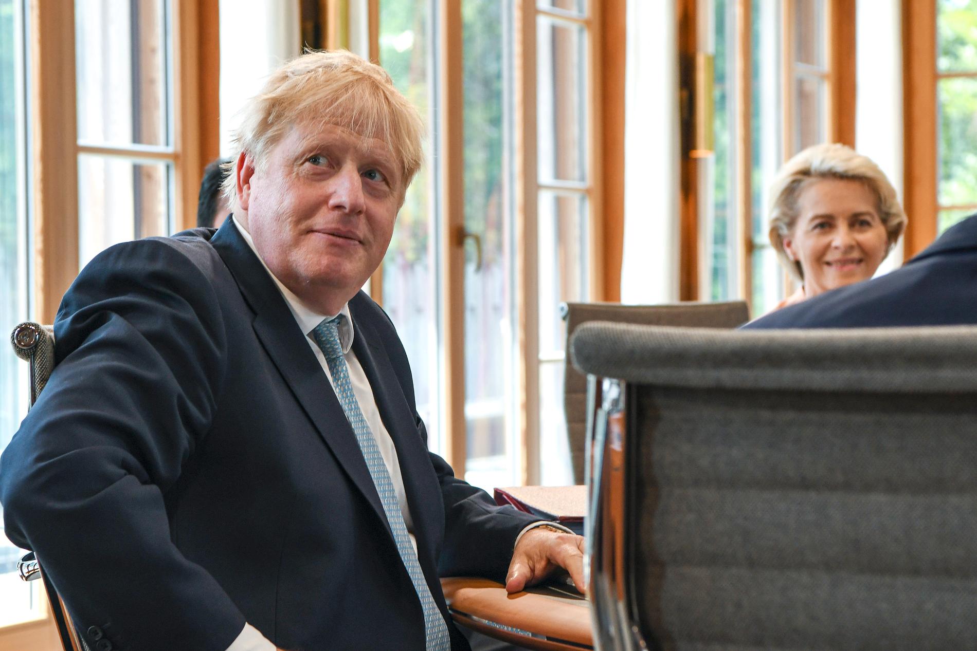 Storbritanniens premiärminister Boris Johnson under G7-toppmötet, på Castle Elmau i Kruen, nära Garmisch-Partenkirchen, Tyskland.
