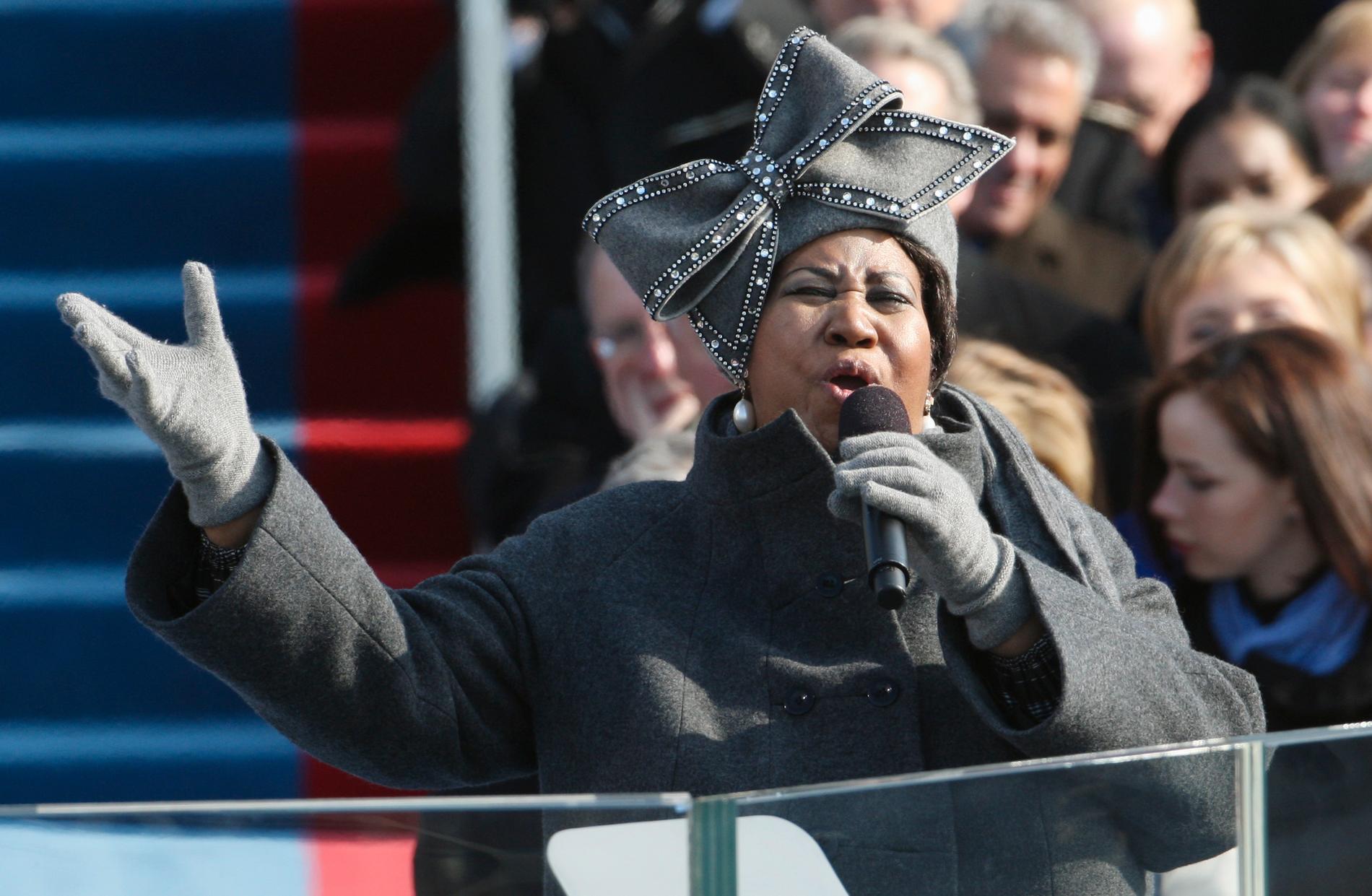 Franklin sjunger vid Barack Obamas installation i januari 2009.