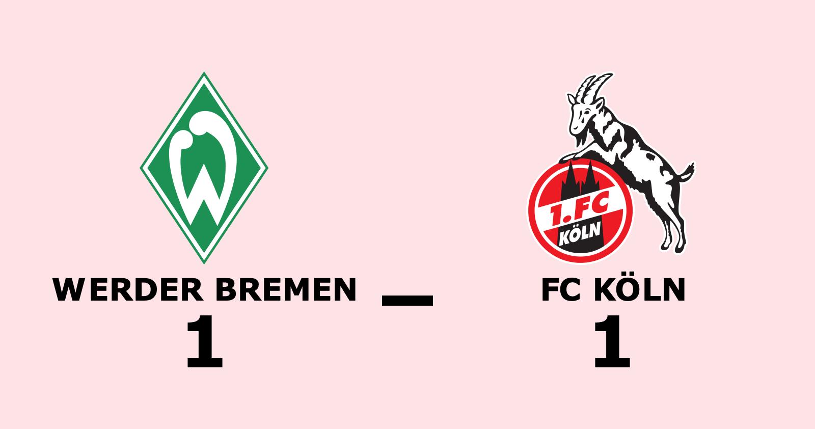 Fortsatt tungt för FC Köln - oavgjort mot Werder Bremen