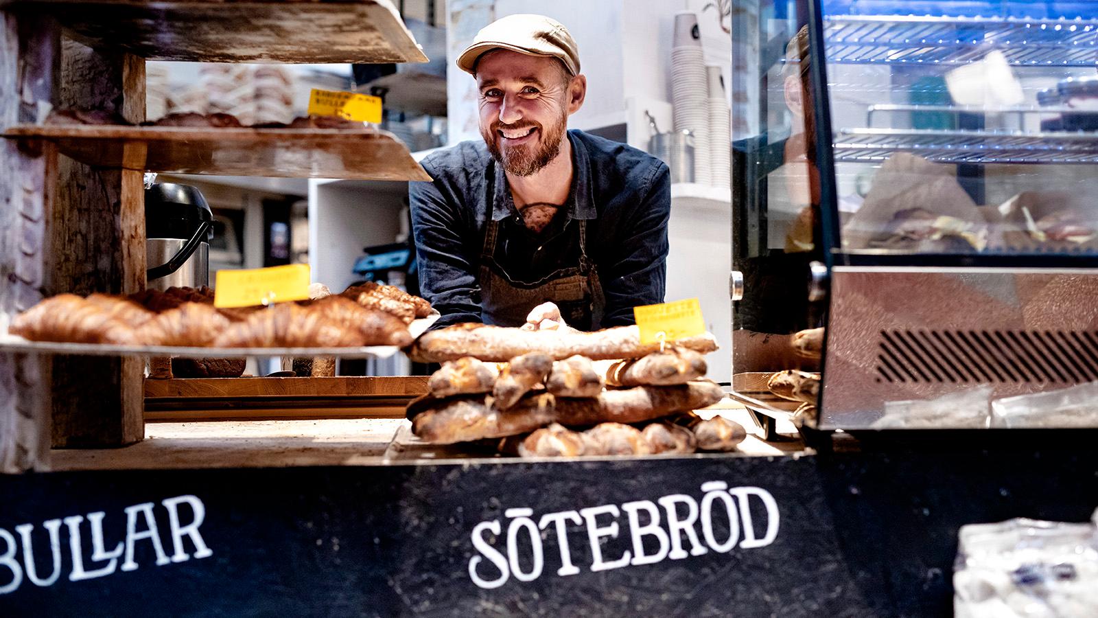 Sébastien Boudet i sin brödbutik på Södermalm i Stockholm.