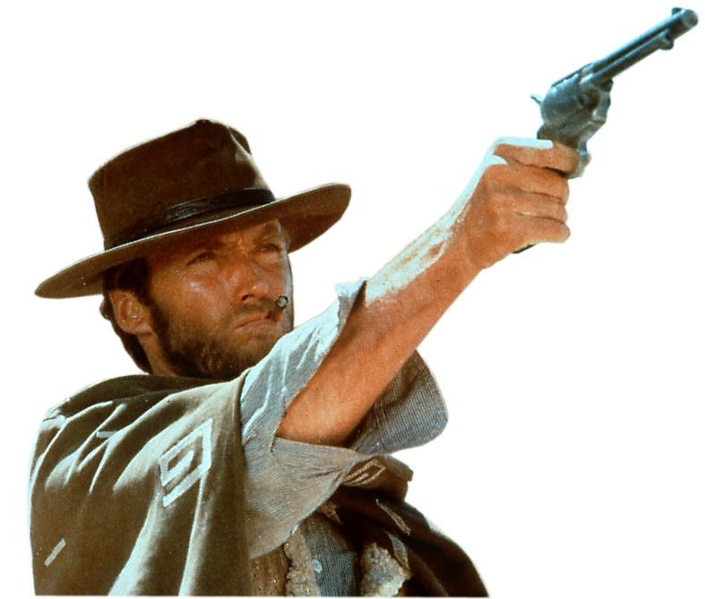 Clint Eastwood som viril revolverman.