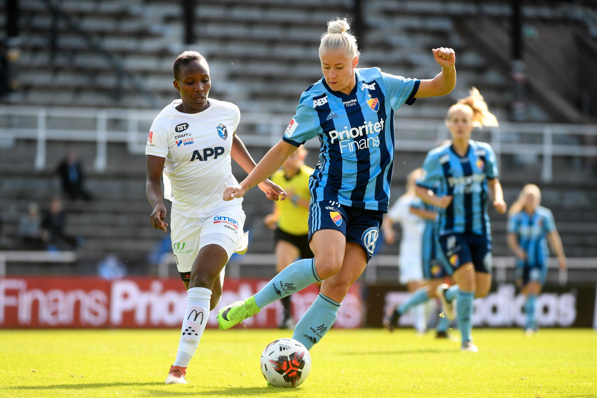 Julia Spetsmark under en damallsvensk match med Djurgården 2018.
