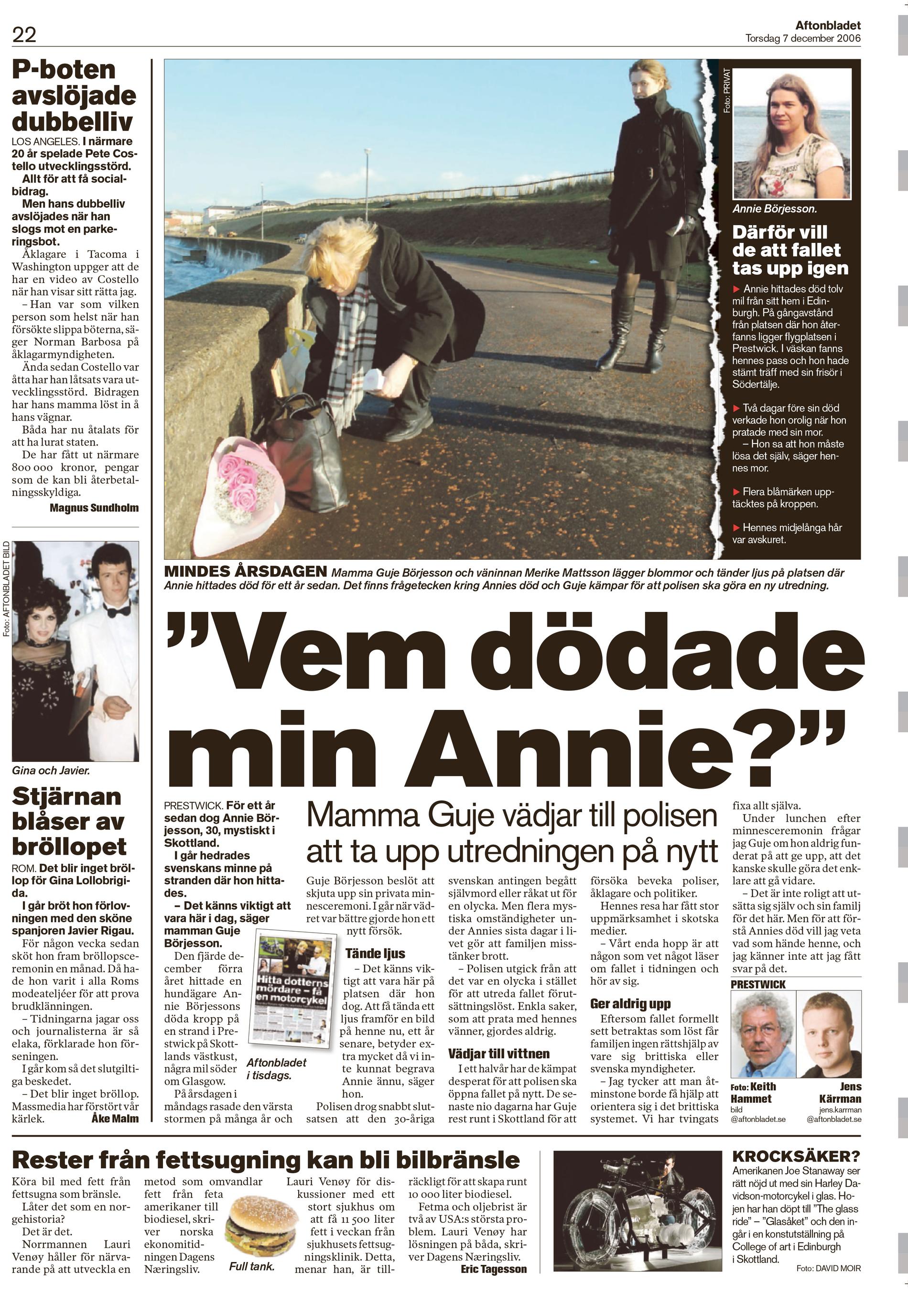 Aftonbladet 7 december 2006.