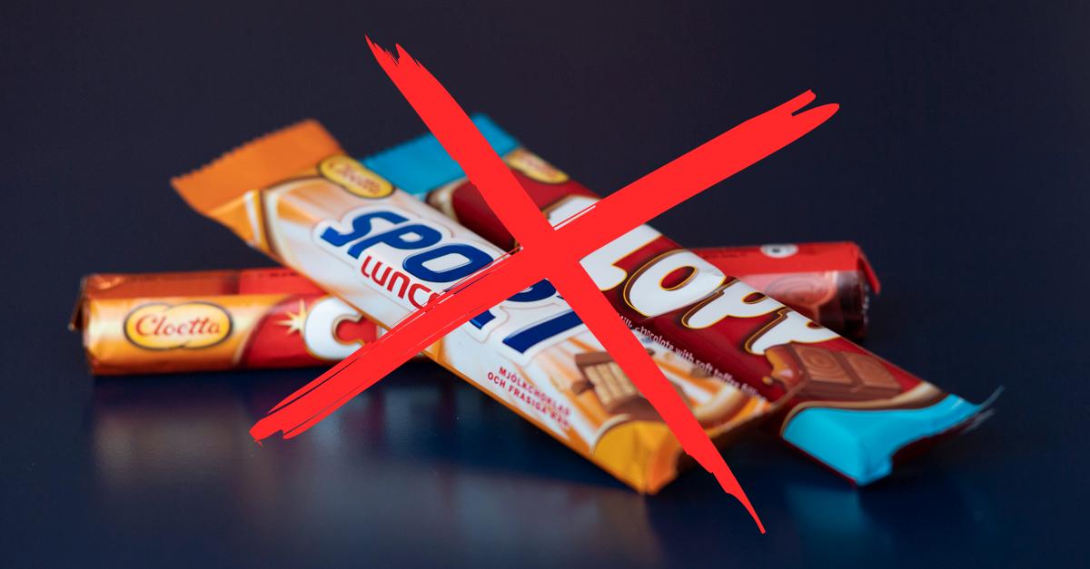 Hundratals kilo choklad, bland annat Sportlunch, stoppas efter hälsorisk.