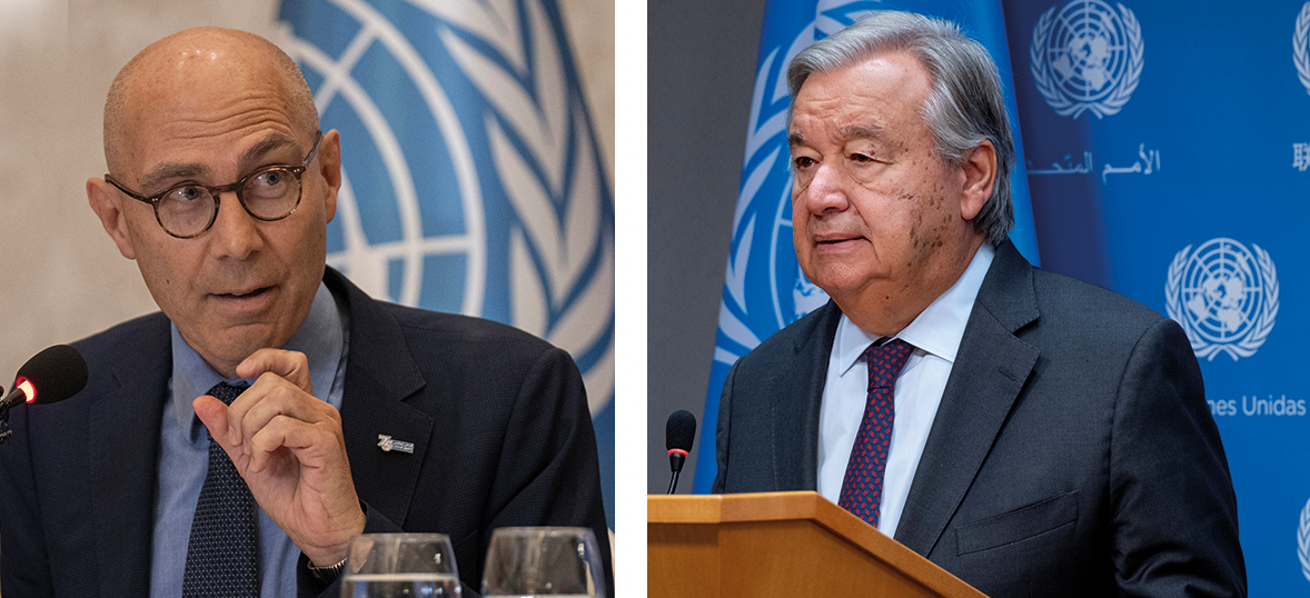 FN-pamparna Volker Türk (till vänster) och António Guterres är kritiska.