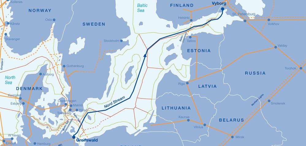 Konsortiet vill dra gasledningen från Vyborg till Greifswald i Tyskland., rakt genom den svenska ekonomiska zonen.