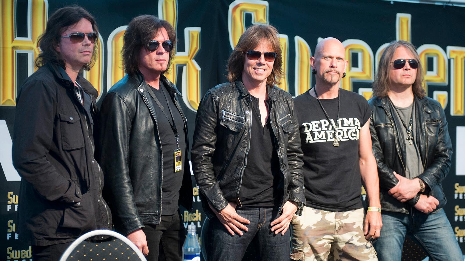 Europe på Sweden rock festival 2013. John Norum, John Levén, Joey Tempest, Ian Haugland och Mic Michaeli.