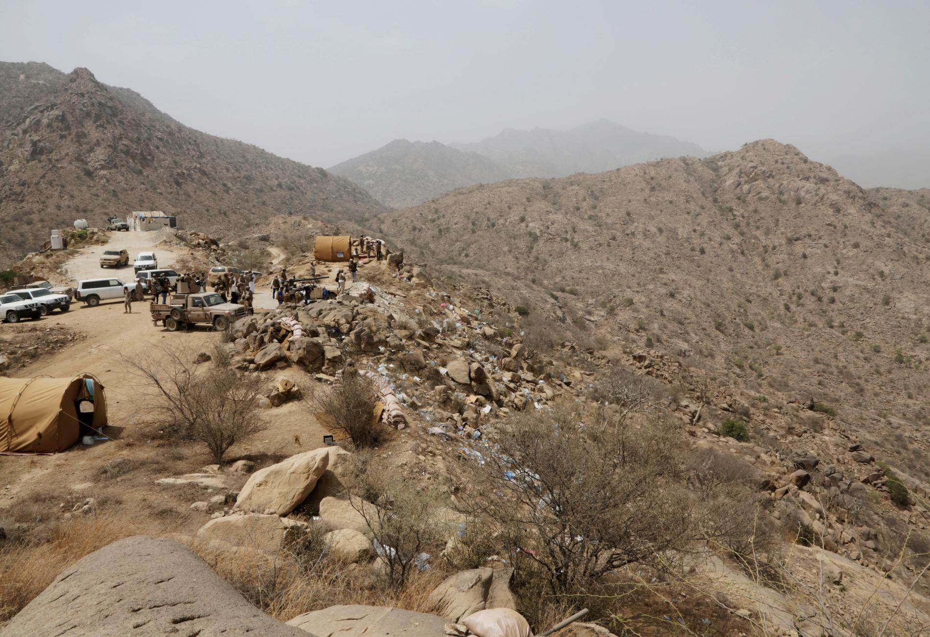 Arkivbild. Saudiarabiska soldater vid gränsen till Jemen.