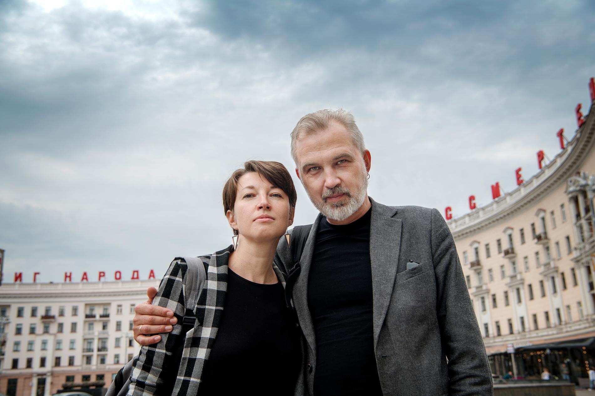 Författaren Alhierd Bacharevic, 45 och Julia Tsimafeyeva.