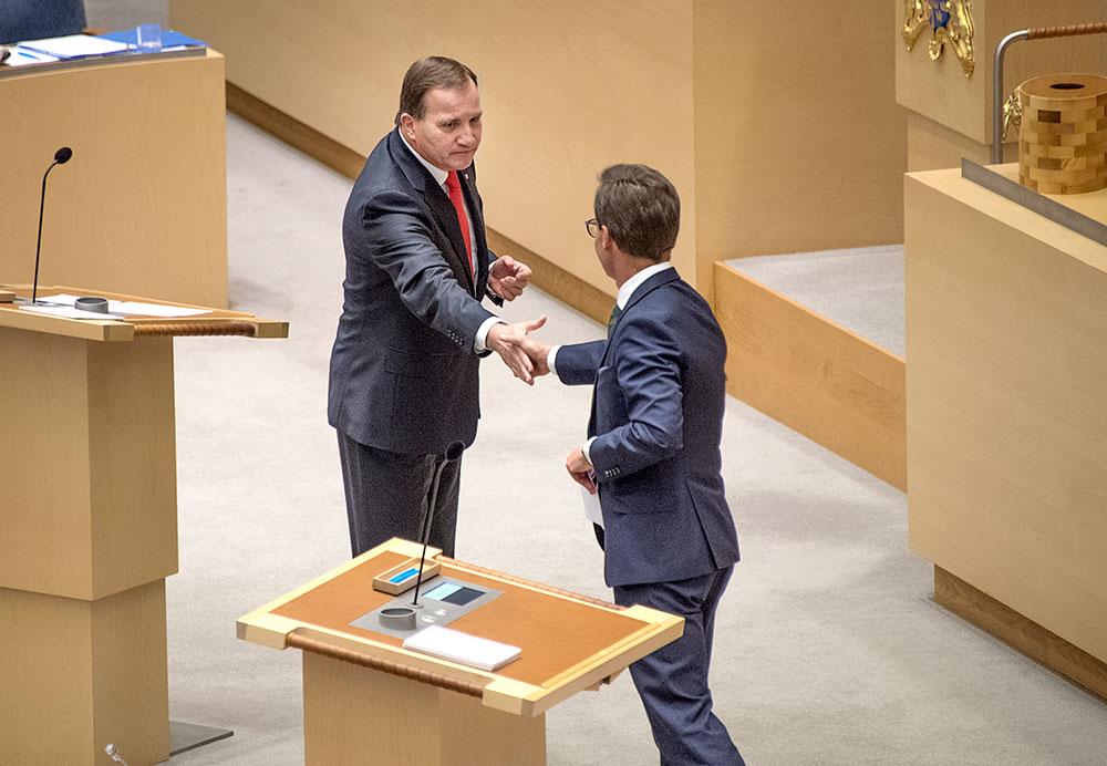 Stefan Löfven och M:s nye partiledare Ulf Kristersson. 