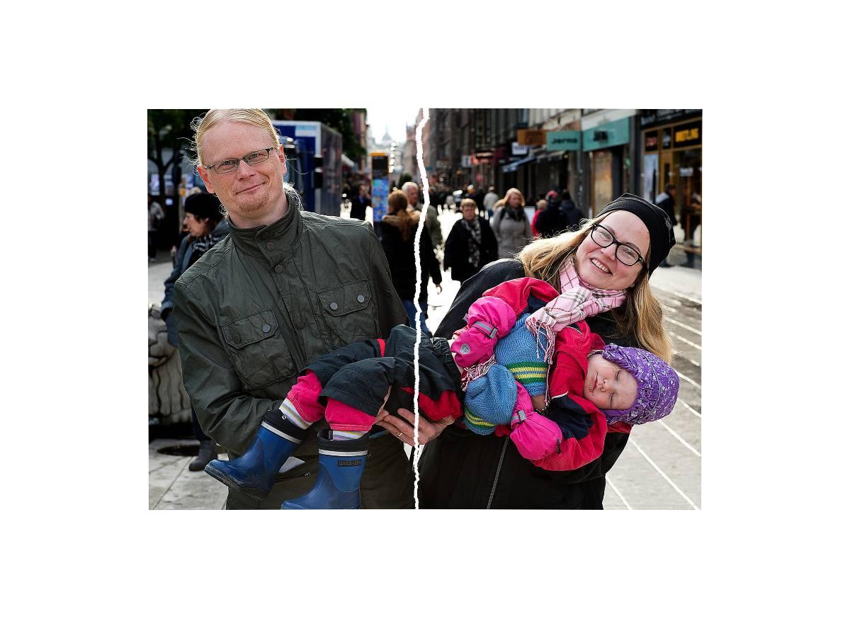Vem stannar oftast hemma med sjukt barn i din familj? Jyri Kukkonen, 40, advokat, och Reeta Vilhu, 38, kundservicearbetare, med Saimi, 2, från Finland: ”Vi är hemma med Saimi varannan gång, vi turas om helt enkelt”, säger Jyri.”I de flesta finska familjer är det nog mammorna som är hemma, men det börjar bli vanligare och vanligare att man gör som vi och delar lika”, säger Reeta.