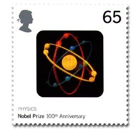 Fysikfrimärket är det första brittiska frimärke som innehåller ett hologram, något som inte har förekommit i Sverige. Ungraren Dennis Gabor, som uppfann hologrammet, fick Nobels fysikpris 1971.