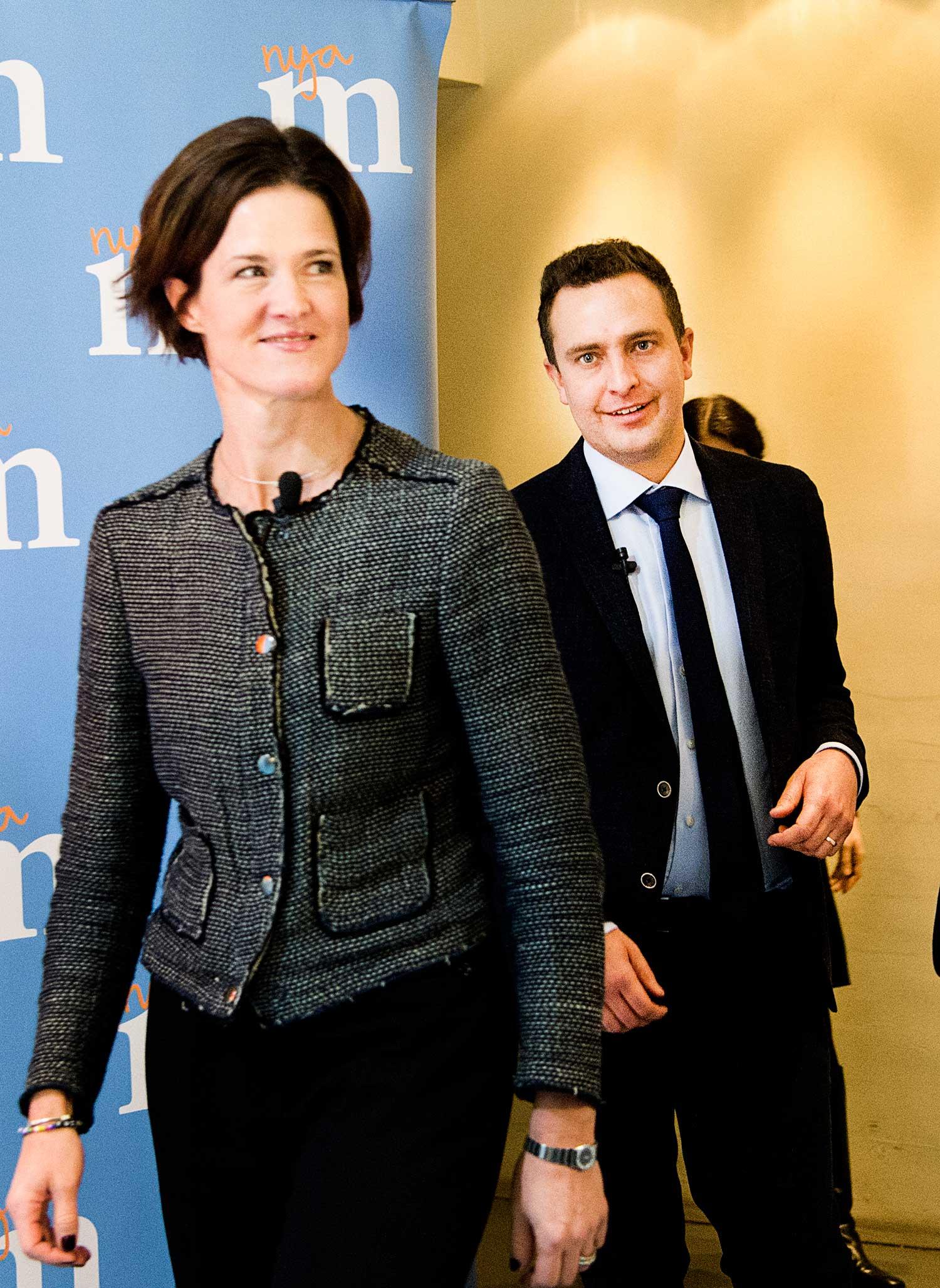 Moderaternas partiledare Anna Kinberg Batra och partisekreterare Tomas Tobé (M).